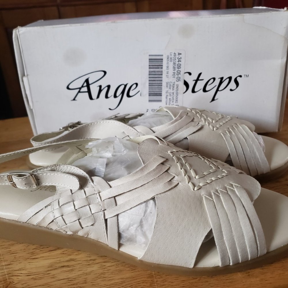 ANGEL STEPS Trina woven off white sandals size 10N woman's - NIB